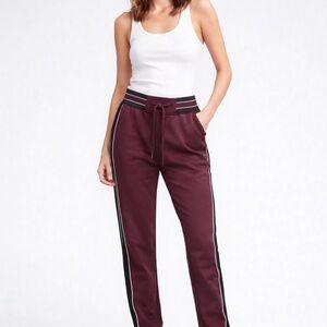 The Kooples Maroon Track Pants with Stripe Detail